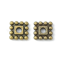 Tibetan Style Spacer Beads, Cadmium Free & Nickel Free & Lead Free, Square, Antique Bronze, 7x7x2mm, Hole: 2mm