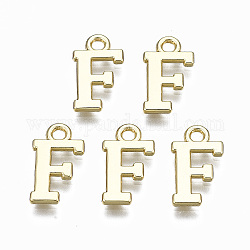 Alloy Charms, Cadmium Free & Nickel Free & Lead Free, Alphabet, Real 16K Gold Plated, Letter.F, 14x8x1mm, Hole: 1.6mm