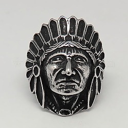 Персонализированные ретро 304 из нержавеющей стали шириной полосы кольца для мужчин, индийский, античное серебро, Размер 7~13, внутренний диаметр: 17~23 мм