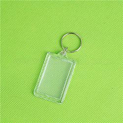 Porte-clés cadre photo acrylique, avec porte-clés fendus, rectangle, clair, 5.3x3.5 cm