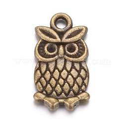 Metal Alloy Pendants Rhinestone Settings, Lead Free and Cadmium Free, Antique Bronze, for Halloween, Owl, 20x10x2mm, hole: 2mm, Fit for 1.5mm rhinestone