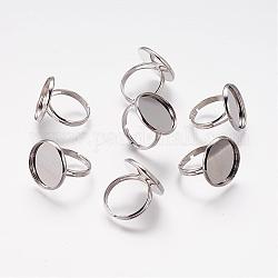 Gambi anello in ottone regolabile, pad risultati di base anello, per anelli antichi fare,  piombo & nichel libero, platino, 17mm, vassoio: 18mm