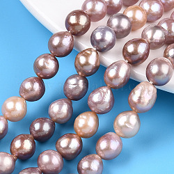 Hebras de perlas keshi de perlas barrocas naturales, perla cultivada de agua dulce, redondo, rosa vieja, 7.5~13.5x7~9mm, agujero: 0.7 mm, aproximamente 44~45 pcs / cadena, 15.55~16.14 pulgada (39.5~41 cm)