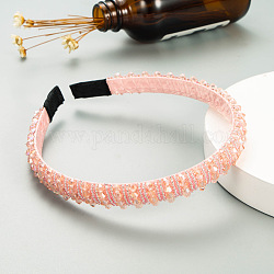 キラキラ光るガラスビーズのヘアバンド  女性女の子のためのパーティーヘアアクセサリー  ピンク  12mm