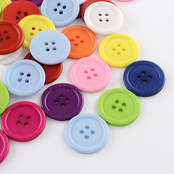 Пластиковые кнопки 4-отверстие, плоско-круглые, разноцветные, 24.5x2.5 мм, отверстие : 2 мм