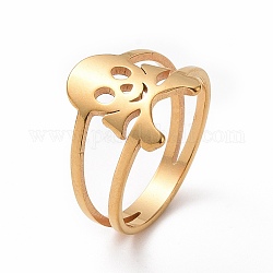 Ионное покрытие (ip) 201 кольцо из нержавеющей стали с черепом, широкое кольцо для женщин, золотые, размер США 6 1/2 (16.9 мм)