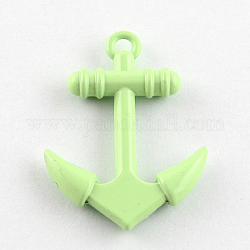 Lovely Anchor Pendants, Spray Painted Cadmium Free & Lead Free Alloy Pendants, Pale Green, 26x19x3mm, Hole: 2mm