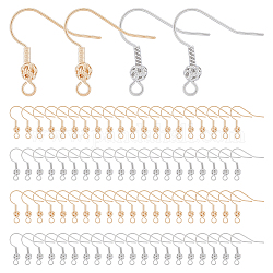 DICOSMETIC 140Pcs Earring Fish Hook 2 Colors French Hooks with 2mm Coil and Ball Real Gold & Platinum Plated Ear Wires Brass Earring Hooks for Earring Jewelry Making, Pin: 0.8mm