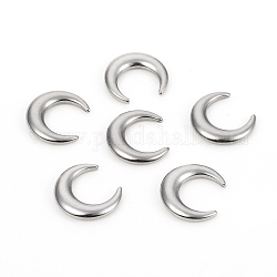 304 Stainless Steel Beads, No Hole/Undrilled, Double Horn/Crescent Moon, Stainless Steel Color, 17.2x15.7x3mm