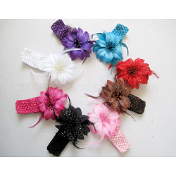 Elastische Babystirnbänder aus Baumwolle, für Mädchen, Haar-Accessoires, mit Feder, Blume, Mischfarbe, 280x38 mm