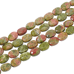 Nbeads 2 Strands Natural Unakite Beads Strands, Faceted, Oval, 8x6x4mm, Hole: 1mm, about 26pcs/strand, 7.80''(19.81cm)