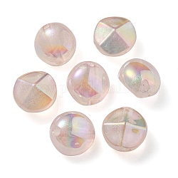 Placage uv perles acryliques transparentes lumineuses, brillent dans le noir, ronde, rose brumeuse, 21x21.5x15mm, Trou: 4mm