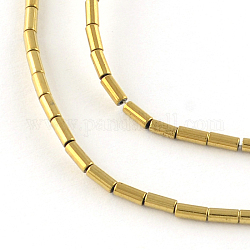 Columna electrochapada no magnética hematita sintética perlas hebras, oro chapado, 5x3mm, agujero: 1 mm, aproximamente 82 pcs / cadena, 15.7 pulgada