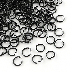 Алюминиевая проволока открыты кольца прыжок, чёрные, 18 датчик, 10x1.0 мм, Около 800 шт / 50 г