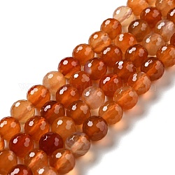 Chapelets de perles en cornaline naturelle, facetté (128 facettes), ronde, 10mm, Trou: 1mm, Environ 36~38 pcs/chapelet, 14.17~14.96 pouce (36~38 cm)