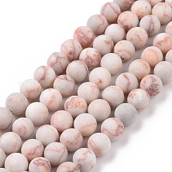 Brins de perles de netstone rouge naturel, ronde, mat, 8~8.5mm, Trou: 1mm, Environ 47 pcs/chapelet, 15.5 pouce