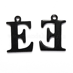 304 Stainless Steel Alphabet Charms, Electrophoresis Black, Letter.E, 12x9x1mm, Hole: 1mm
