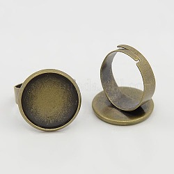 Fornituras de anillo almohadilla de latón, ajustable, Bronce antiguo, Bandeja: 16 mm, 5x17mm