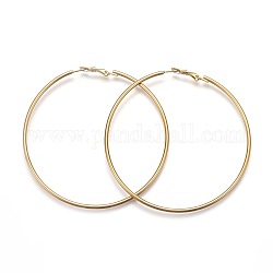 201 Stainless Steel Hoop Earrings, Hypoallergenic Earrings, Ring Shape, Golden, 12 Gauge, 69x69x2mm, Pin: 1mm