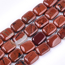 Rosso naturale perline di diaspro fili, rettangolo, 17.5~18.5x13~13.5x6~7mm, Foro: 1 mm, circa 22pcs/filo, 15.5 pollice