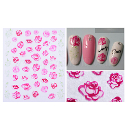 Wasserzeichen-Slider-Gel-Nagelkunst, 3D Blumen-/Obst-/Tier-Nageldesign-Maniküre-Tipps, für Frauen Mädchen Maniküre Nail Art Dekoration, tief rosa, 9x7.7 cm