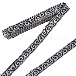 PH PandaHall 4 Yards Jacquard Ribbon, 2.1cm/0.82inch Wide Hot Adhesive Cloud Pattern Trim Embroideried Lace Trim Woven Ribbon Fabric Trim Fringe for Sewing Crafting Home Decor Bag Straps, Silver
