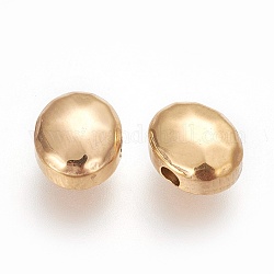 Revestimiento iónico (ip) 304 perlas de acero inoxidable, oval, pulido manual, dorado, 8.5x7x4.5mm, agujero: 1.6 mm