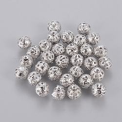 Messing filigranen Perlen, Filigrane Kugel, Runde, Platin Farbe, 6 mm, Bohrung: ca. 0.6 mm