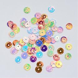 Accessori dell'ornamento paillette sfere di plastica disco, perle di paillettes, colore misto, 6x0.2mm, Foro: 1 mm, circa 7800pcs/130g