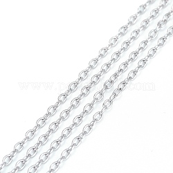 201 Stainless Steel Cable Chains, for DIY Jewelry Making, Unwelded, with Spool, Oval, Stainless Steel Color, 3x2x0.5mm, about 32.8 Feet(10m)/roll