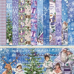 クリスマステーマのスクラップブック紙  DIYアルバムスクラップブック用  背景紙  日記の装飾  カラフル  152x152mm  12スタイル  2個/スタイル  24個/セット
