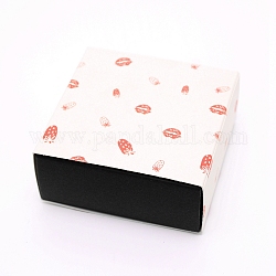Boîtes de tiroirs à papier, boîtes d'emballage cadeau, pour les bijoux de bonbons de noce, carrée, blanc, 9x9.1x3.7 cm