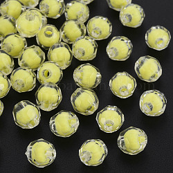 Transparente Acryl Perlen, Perle in Perlen, facettiert, Runde, Gelb, 8x7.5 mm, Bohrung: 2 mm, ca. 2000 Stk. / 500 g
