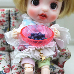 Mini portafrutta in resina, per accessori per la casa delle bambole, fingendo decorazioni di scena, rosa intenso, 34x12mm