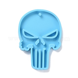 Силиконовые Молды для кулона в форме черепа своими руками, Молды для литья смолы, для уф-смолы, изготовление ювелирных изделий из эпоксидной смолы, Хэллоуин тема, голубой, 72x49x6 мм, отверстие : 3 мм