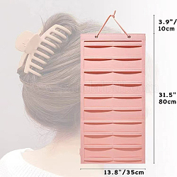 Bolsa de almacenamiento de pinzas para el cabello con garra de tela no tejida montada en la pared, Rectángulo, coral luz, 80x35 cm.