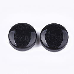 Бусины из cмолы, имитация драгоценных камней, плоско-круглые, чёрные, 21~21.5x8.5 мм, отверстие : 3.5 мм