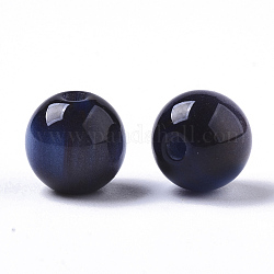 Abalorios de resina, de piedras preciosas de imitación, redondo, azul medianoche, 8mm, agujero: 1.6 mm