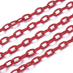 ABS пластиковые кабельные цепи, овальные, красные, 13x7~7.5x2 мм, около 15.35~15.74 дюйма (39~40 см) / прядь