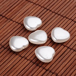 Imitazione del cuore acrilico perla perline, bianco, 15x15.5x6mm, Foro: 0.5 mm