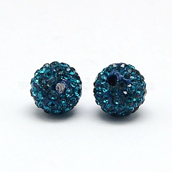 Perline strass polimero argilla, perline palla di disco, grado a, tondo, pp 9, blu zirconia, PP9 (1.5~1.6mm), 6mm, Foro: 1.2 mm