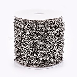 Chaînes de câbles en fer texturé, non soudée, avec bobine, gunmetal, 5.8x3.4x0.9mm, environ 328.08 pied (100 m)/rouleau