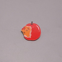 Tiger im Apfel Chinesisches Sternzeichen Brosche, süße Tier-Acryl-Anstecknadel für Rucksackkleidung, weiß, rot, 30x31x7 mm