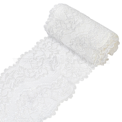 Gorgecraft-Polyester-Spitzenbesätze, Blumenmuster, weiß, 5-7/8 Zoll (150 mm), ca. 5.00 Yard (4.57m)/Rolle, 1 Rolle/Beutel