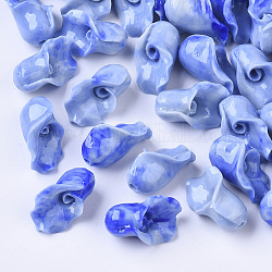 Synthetic Coral Beads, Dyed, Two Tone, Calla Lily, Dodger Blue, 15x10x9mm, Hole: 1.5mm