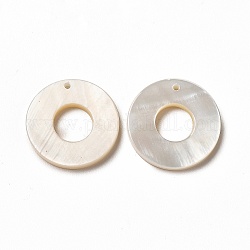 Charm anneau coquillage blanc naturel, pour la fabrication de bijoux, couleur de coquillage, 14~15x2mm, Trou: 0.8mm
