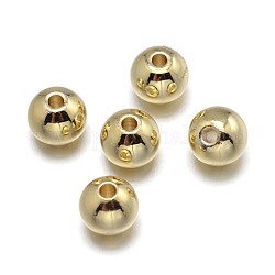 Abalorios de latón, sin plomo y níquel y cadmio, ronda sólida, real 18k chapado en oro, 8mm, agujero: 1.6 mm