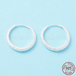 Pendientes de aro pequeños huggie de plata de ley 925 texturizada, exquisitos aretes minimalistas para niña mujer, plata, 3x20mm, pin: 0.8 mm