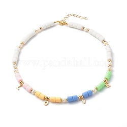 Argile polymère colliers de perles, avec des perles de perles et de laiton, mot d'amour, colorées, 16.14 pouce (41 cm)