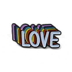 Rainbow Word LOVE Enamel Pins, Black Alloy Brooch for Backpack Clothes, Colorful, 15x31x1.5mm